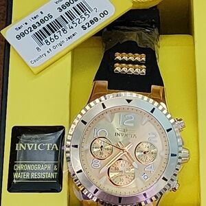 Invicta Gold and Black Chronograph Watch